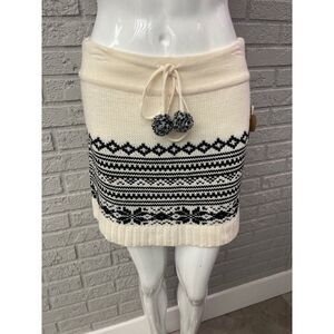 Grane Women Cream & Black Knit Mini Skirt Size M NWT